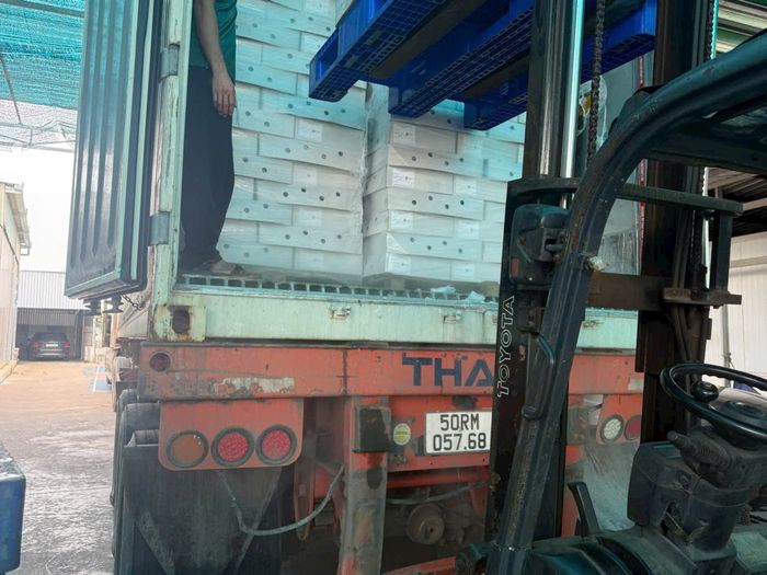 Xe nâng đưa pallet hàng vào kho