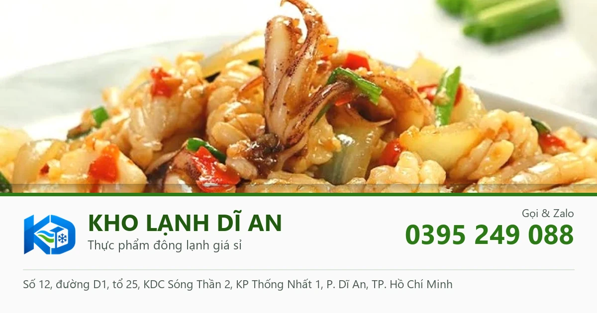 mực xào sa tế - Kho Lạnh Dĩ An