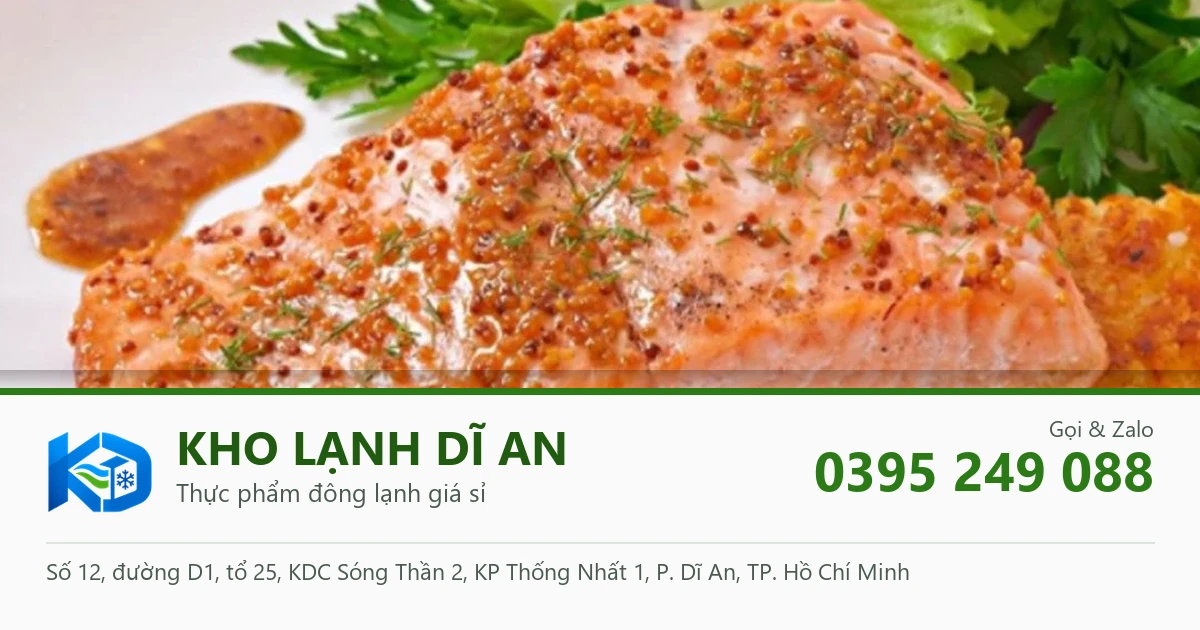 cá hồi áp chảo sốt bơ chanh - Kho Lạnh Dĩ An
