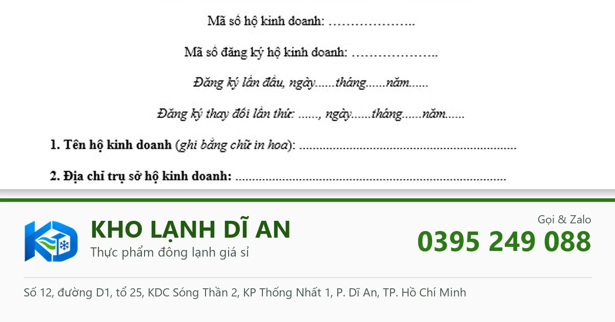 giấy đăng ký kinh doanh - Kho Lạnh Dĩ An
